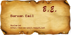 Barvan Emil névjegykártya